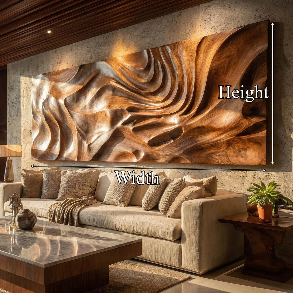 Modern Sculptural Abstract Wood Wall Art Living Room Wall Decor