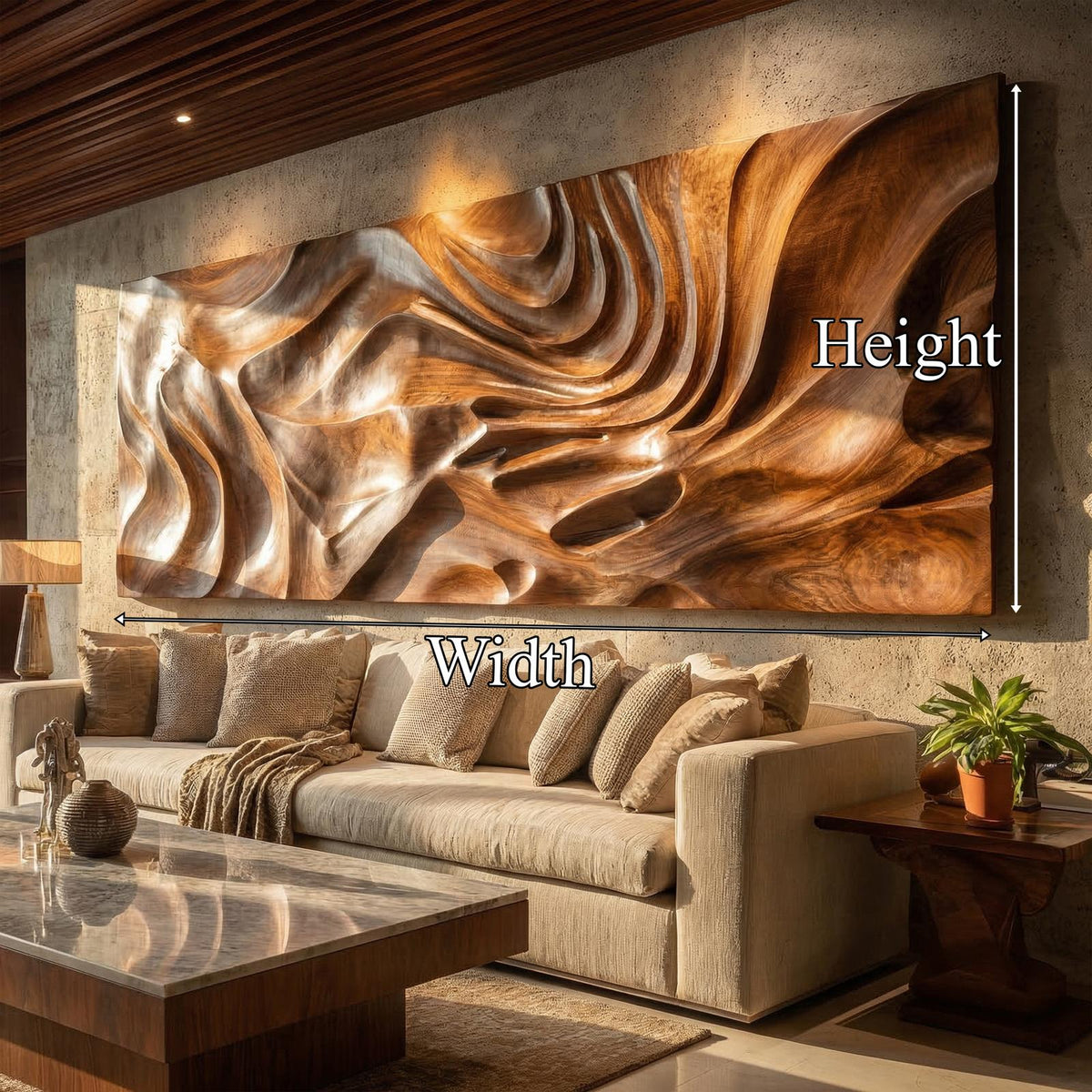 Modern Sculptural Abstract Wood Wall Art Living Room Wall Decor