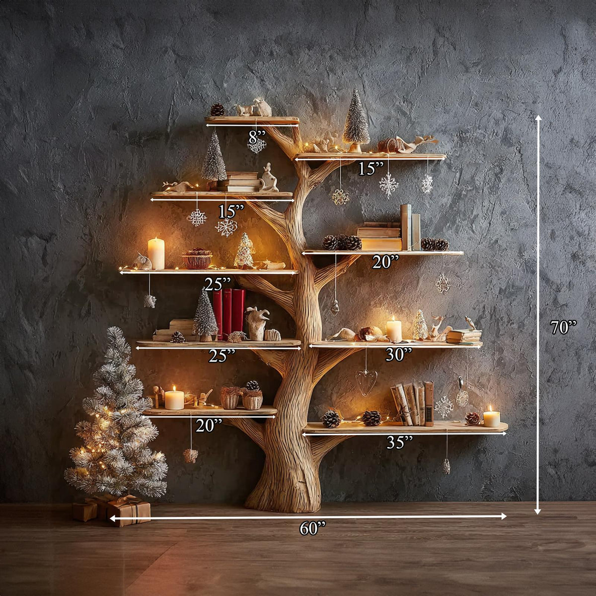 Mid Century Tree Bookshelf Seasonal Bedroom