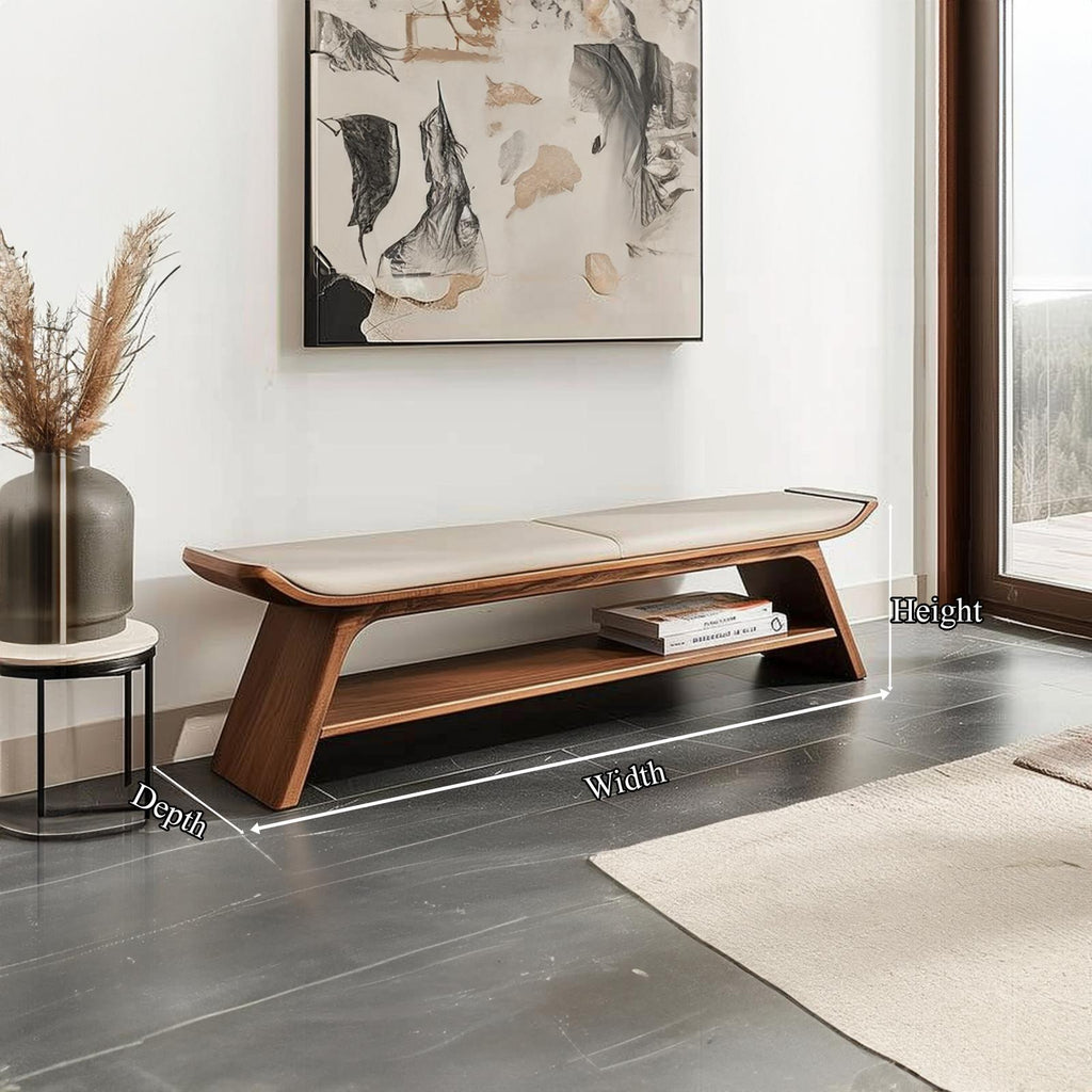 Mid Century Wooden Bench Living Room Or Bedroom Entryway