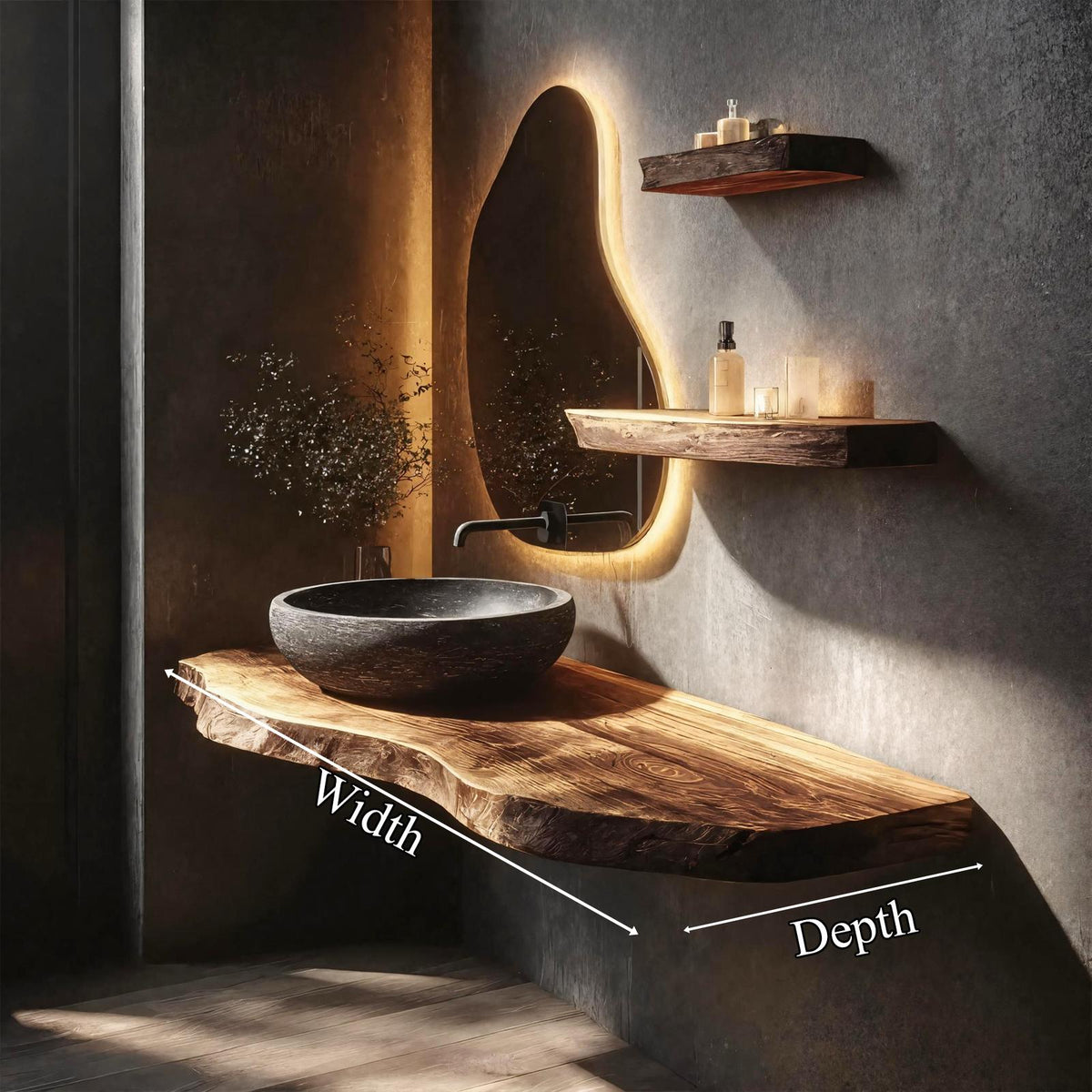 Natural Wood Bathroom Vanity Floating Shelf Countertop Stand SINLKIBRV252