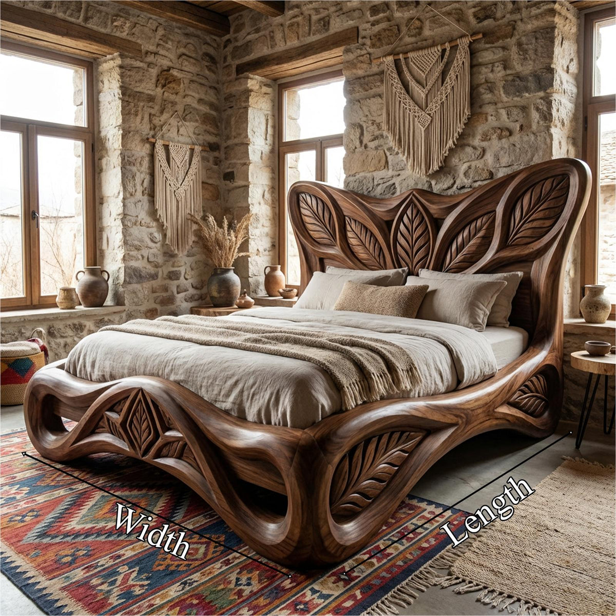 Rustic Handcrafted Style Bed Frame For Bedroom And Sleeping Space