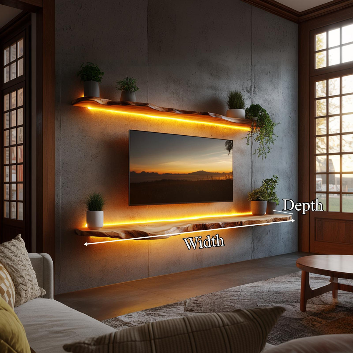 Live Edge Solid Wood TV Console For Living Room