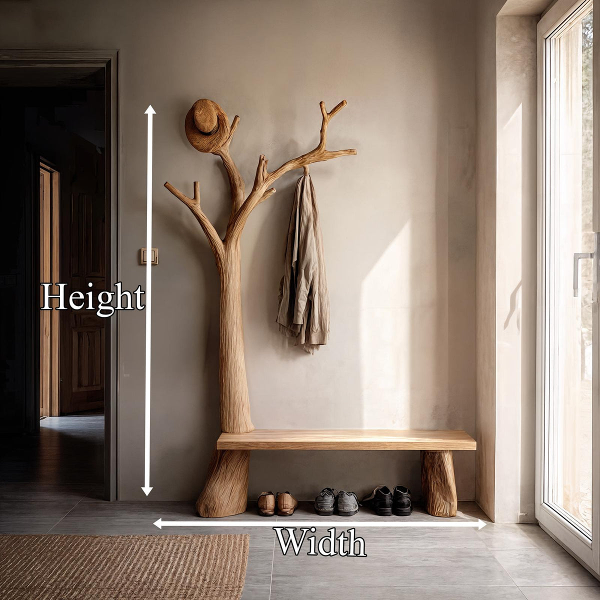 Rustic Standing Tree Coat Rack Entryway And Living Room