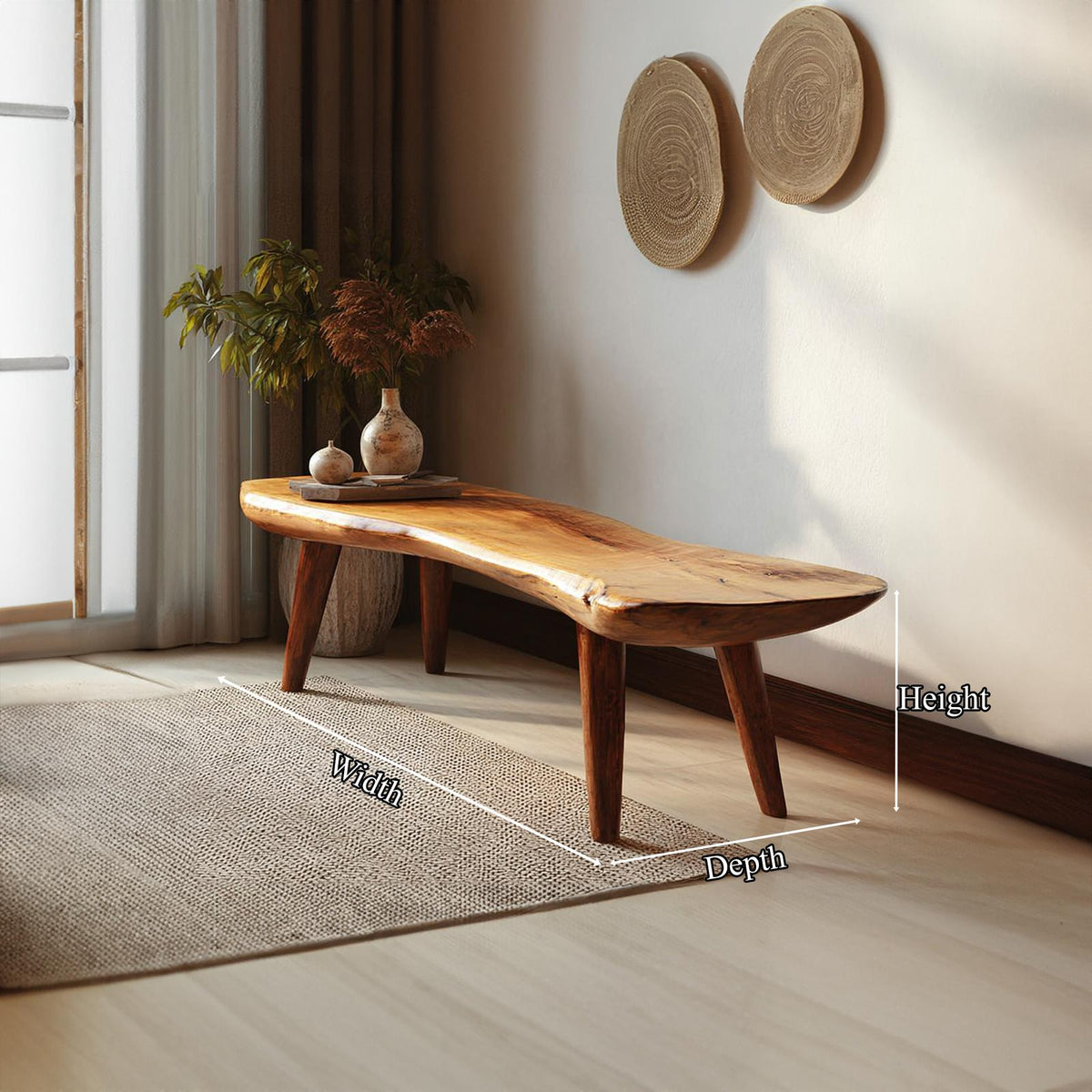 Rustic Long Bench Entryway Modern Accent Furniture