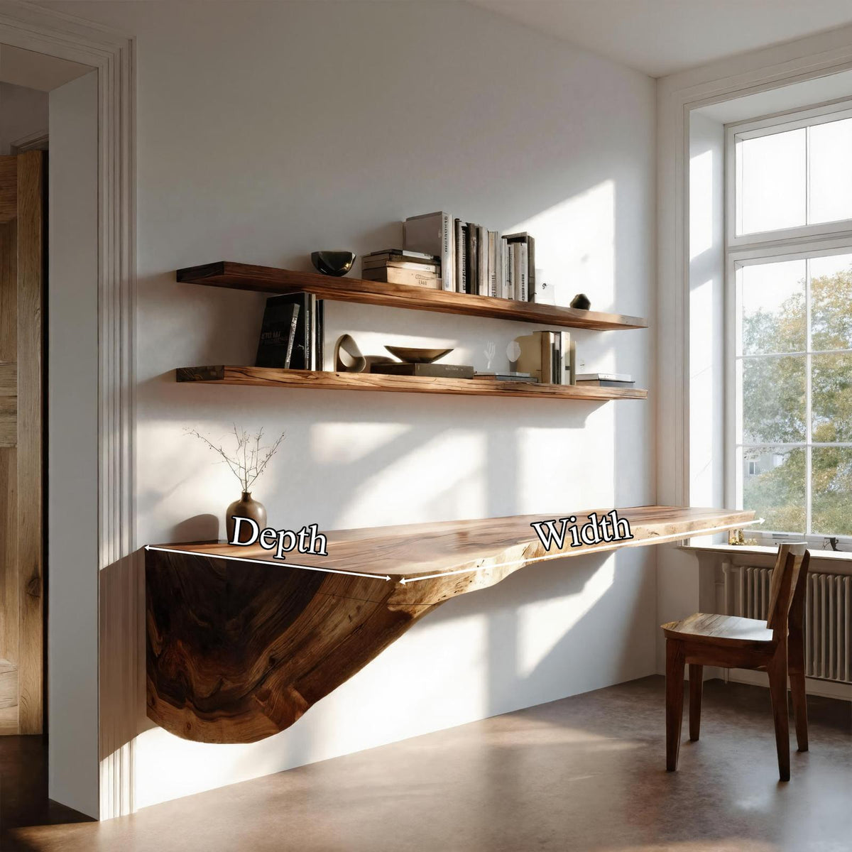 Organic Floating Desk For Home Office Or Living Space