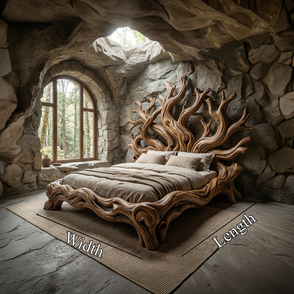 Rustic Tree shelf Bed Frame For Bedroom Or Private Room