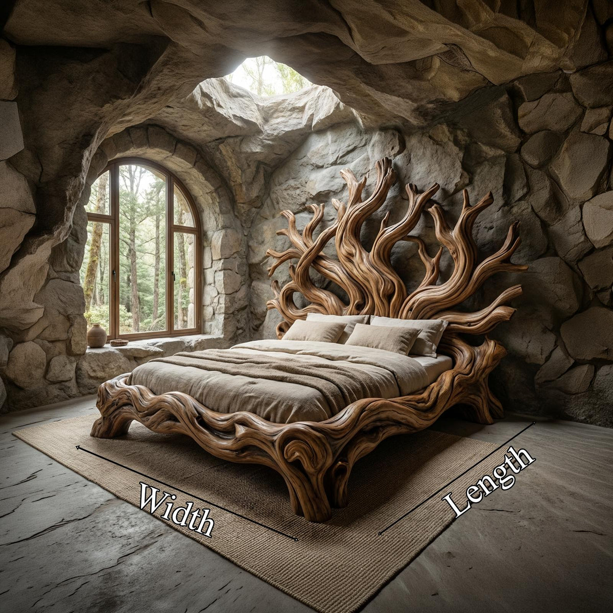 Rustic Tree shelf Bed Frame For Bedroom Or Private Room