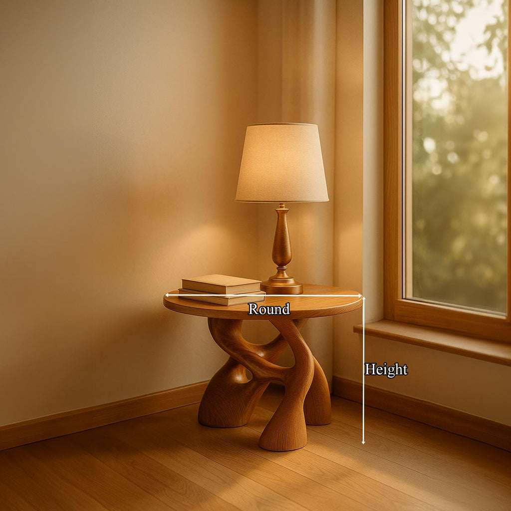 Free Standing Mid-Century End Table, Solid Wood Bedside Nightstand & Side Table for Bedroom & Living Room