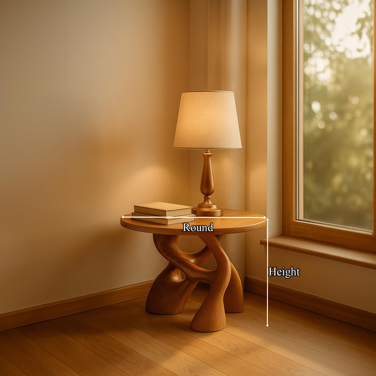 Free Standing Mid-Century End Table, Solid Wood Bedside Nightstand & Side Table for Bedroom & Living Room