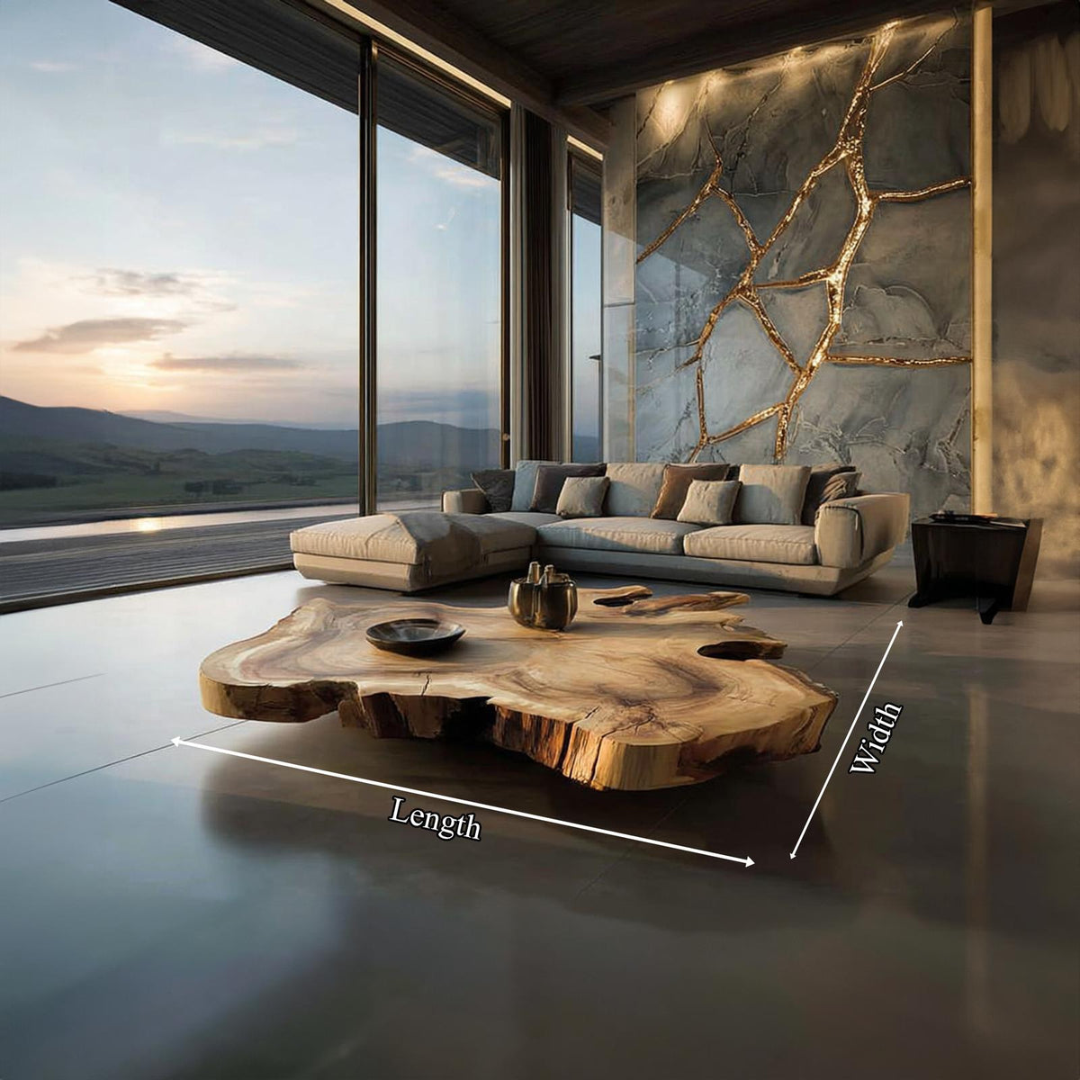 Organic Live Edge Coffee Table Luxury Modern Home Decor