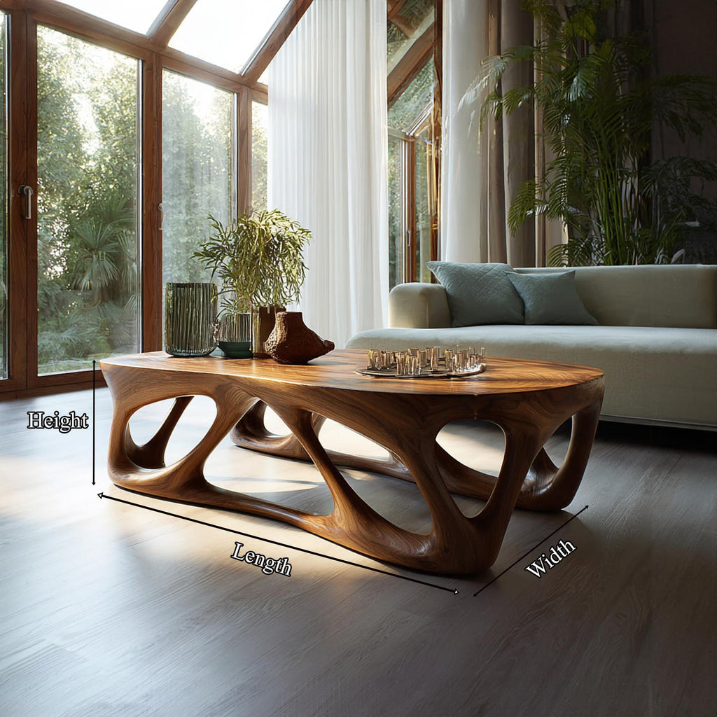 Teezano Mid Century Modern Solid Wood Coffee Table, Elegant Living Room Design Accent Table, Model SINLKICF159