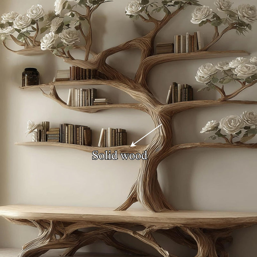 Rustic Artistic Tree Shelf Study Room