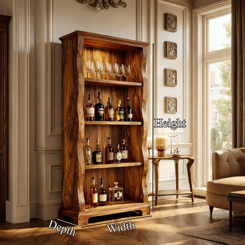 Mid Century Solid Wood Wine Cabinet Home Bar