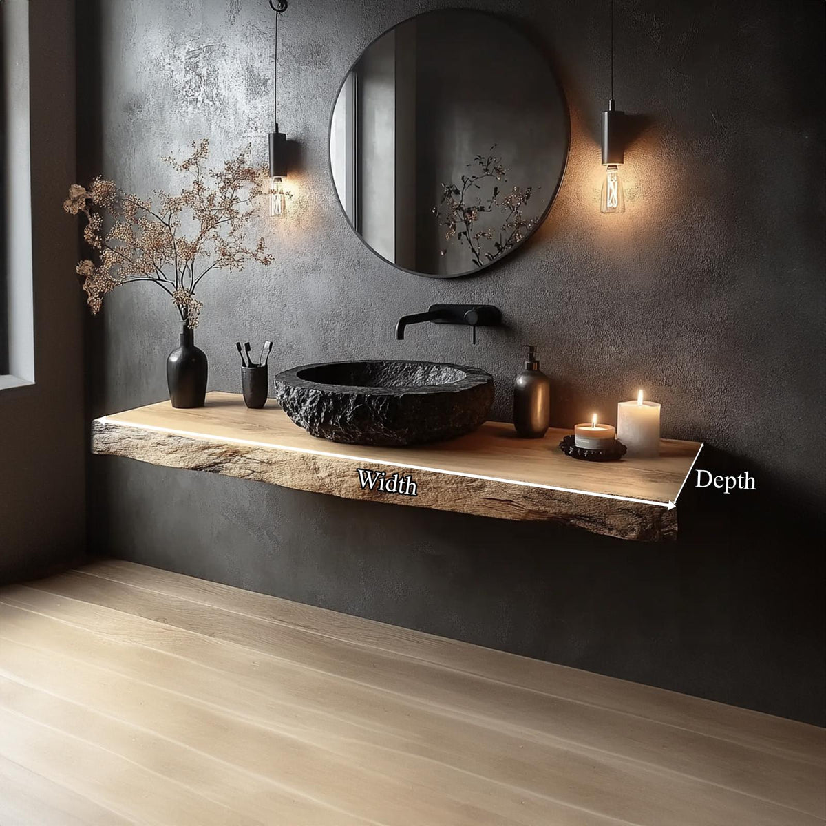 Rustic Wall Mounted Bathroom Vanity Powder Room SINLKIBRV191
