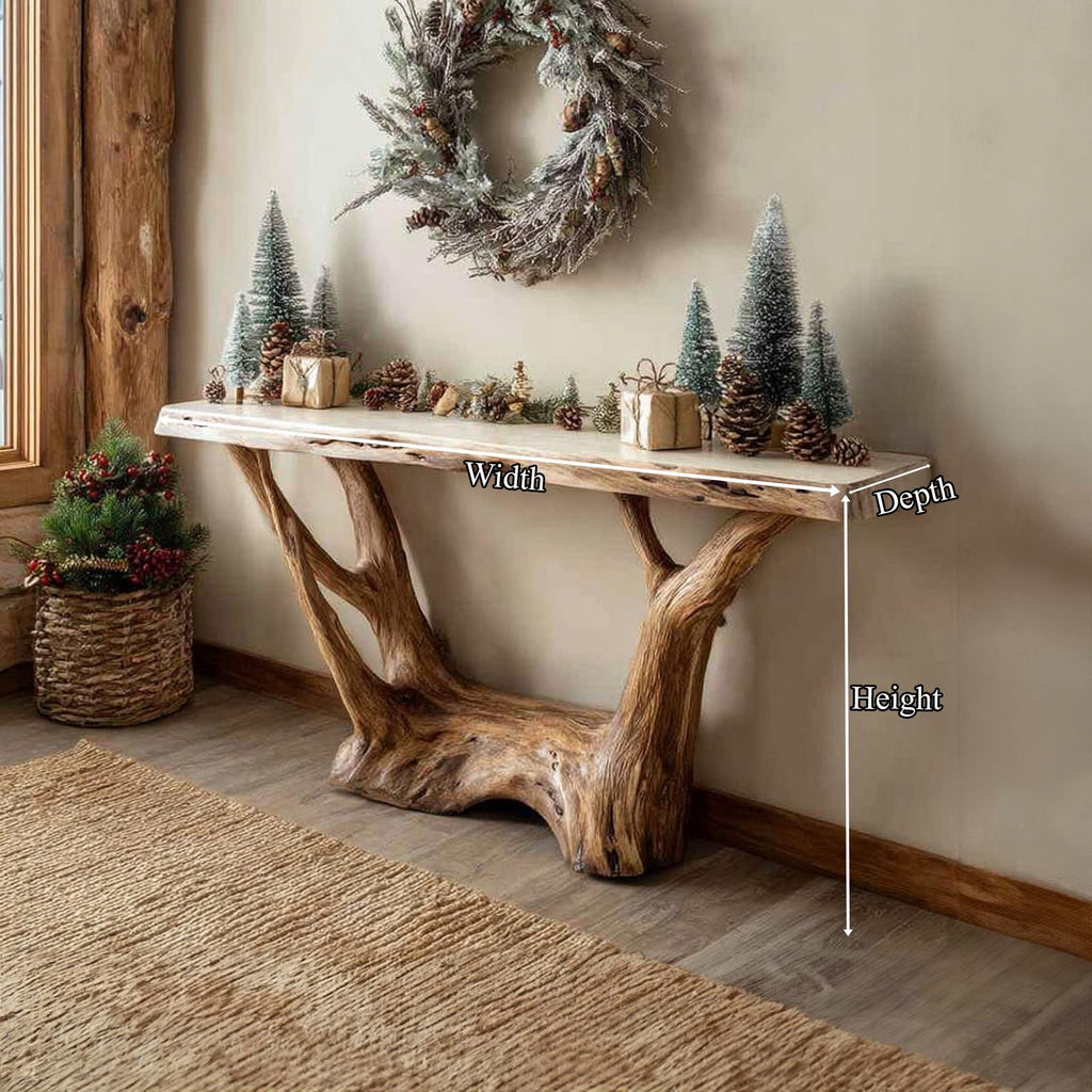 Rustic Solid Wood Console Table, Hallway & Entryway Holiday Accent Sofa Table, Model