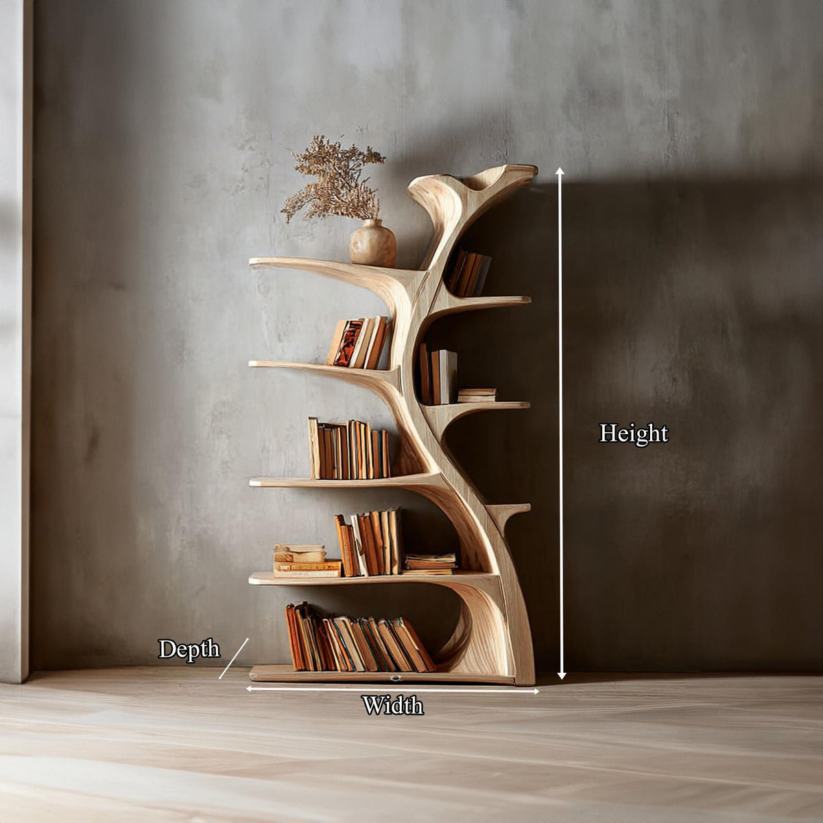Midcentury Tree Wall Bookcase Home Office