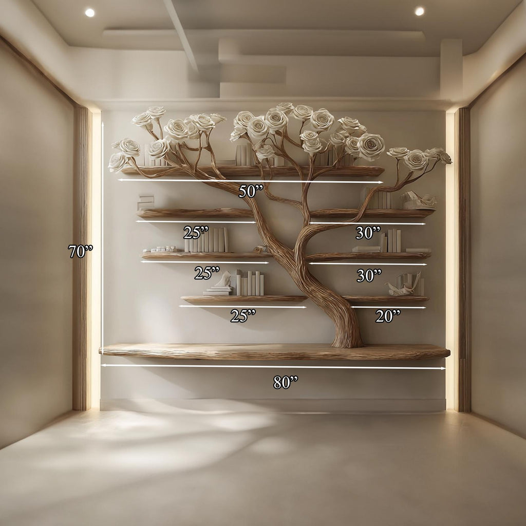 Rustic Tree Wall Bookcase Bedroom Decor