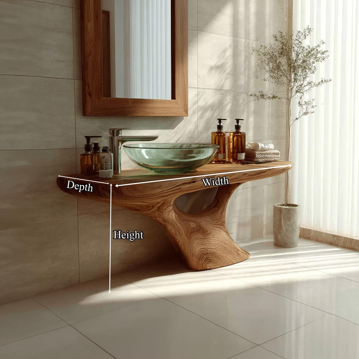 Rustic Handmade Washstand, Solid Wood Bathroom Vanity Console, Single Sink Countertop with Storage Drawer