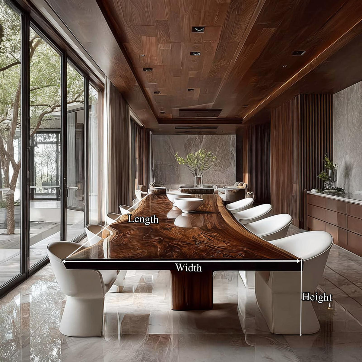 Rustic Solid Wood Slab Dining Table Dining Room