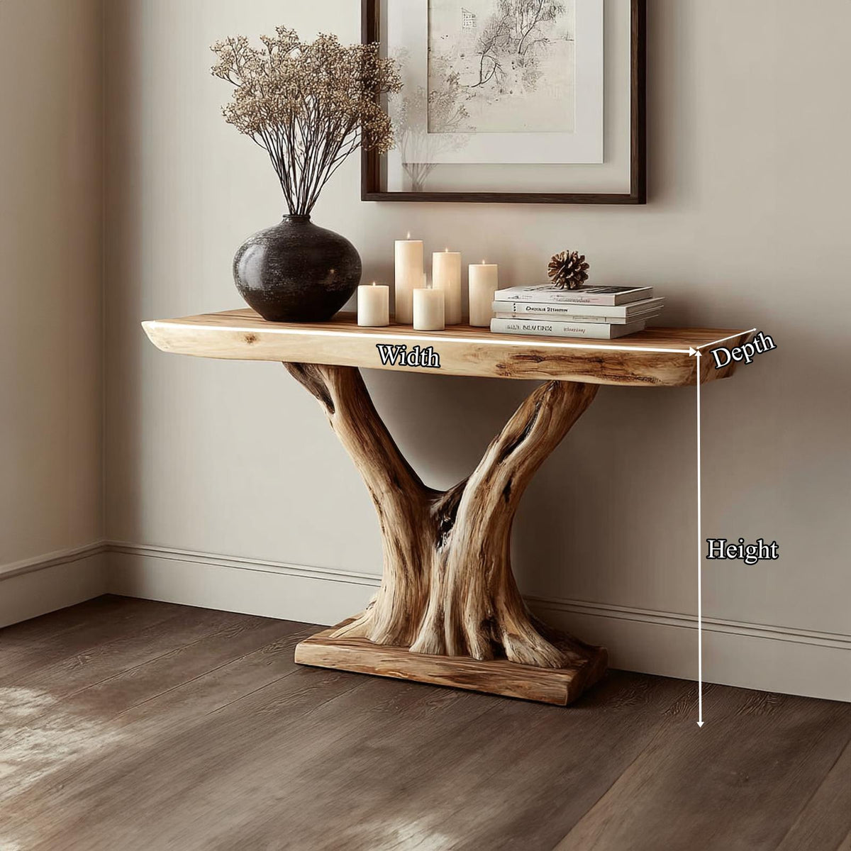 Rustic Solid Wood Console Table, Entryway & Living Room Accent Sofa Table, Model