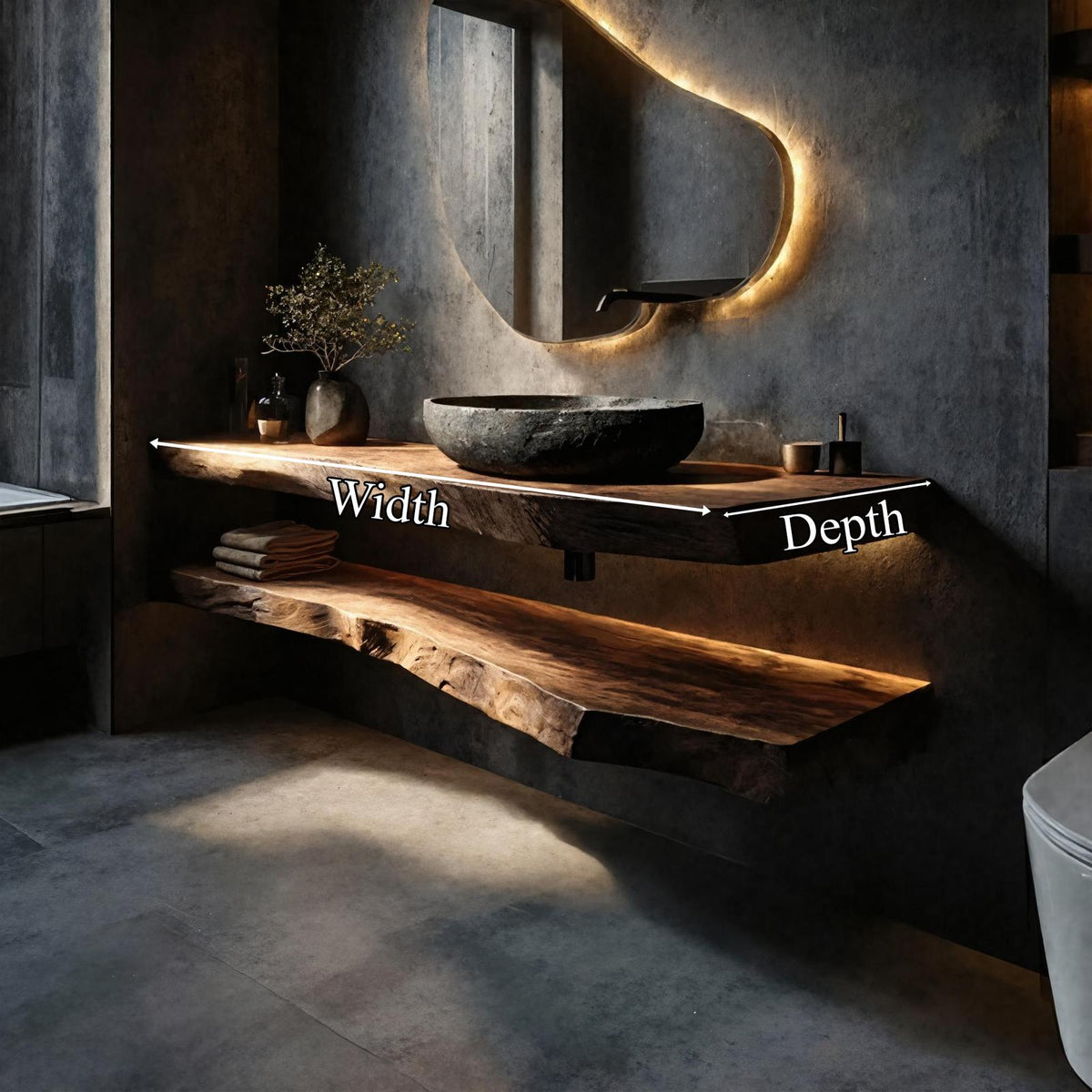 Organic Modern Bathroom Vanity Wall Mounted Wood Shelf SINLKIBRV249