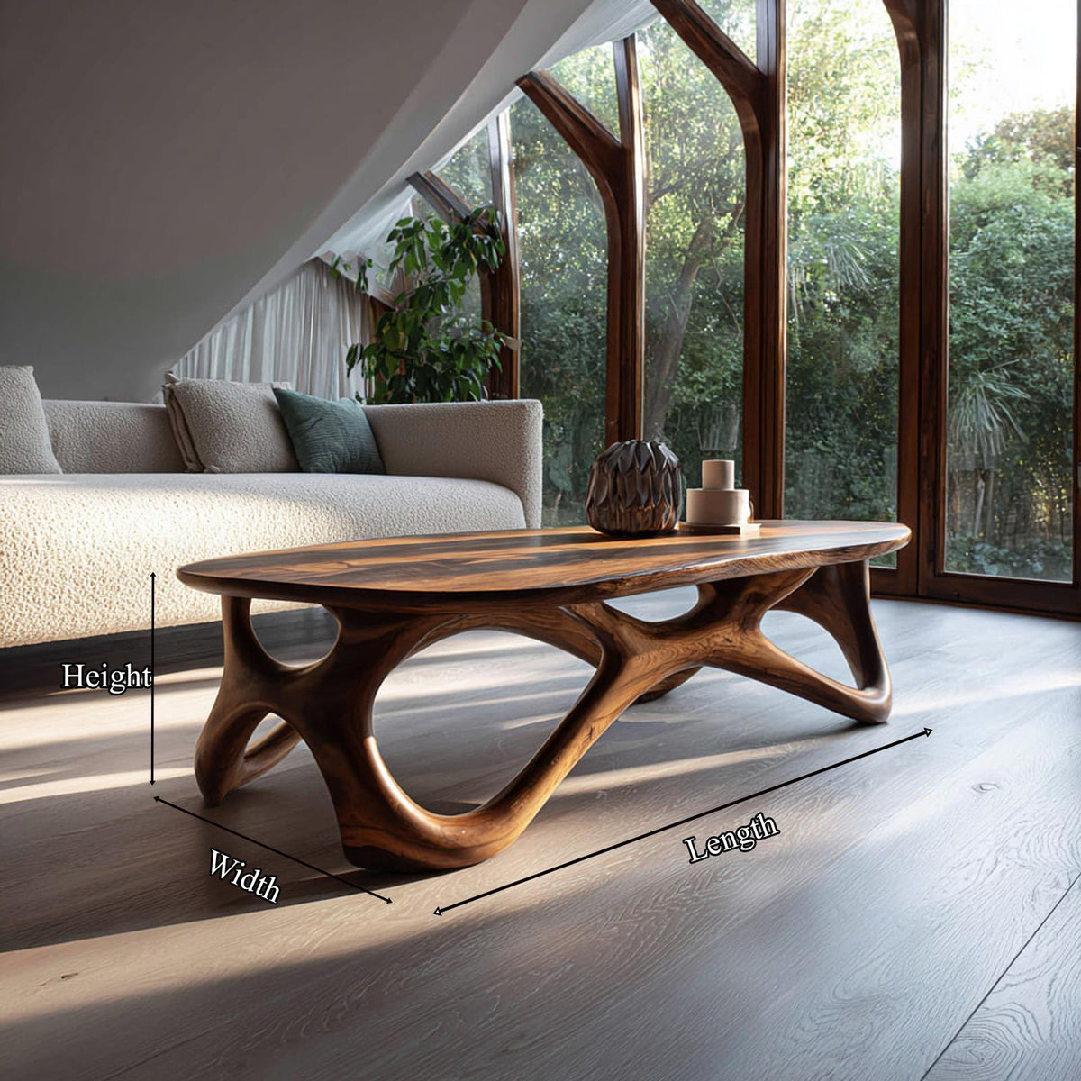 Spry Interior Mid Century Modern Solid Wood Coffee Table, Warm Living Room Accent Center Table, Model SINLKICF164