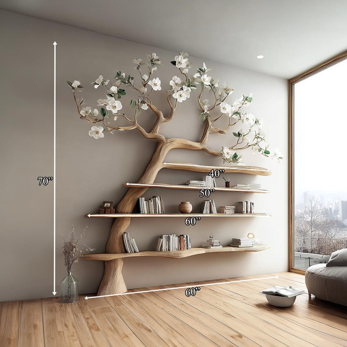 Mid Century Tree Bookshelf Holiday Home Office