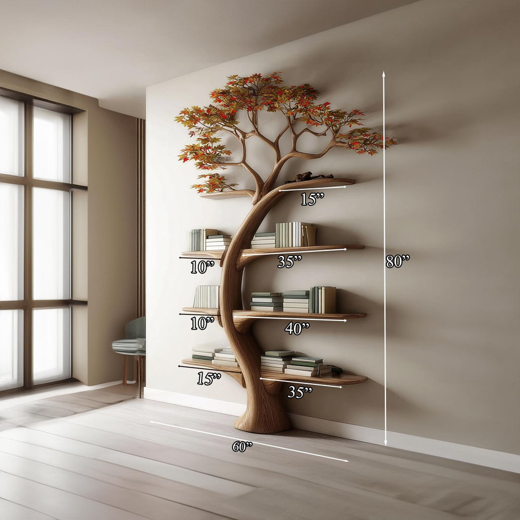 Midcentury Tree Wall Bookcase Study Room