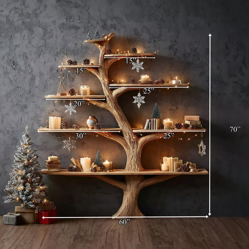 Rustic Tree Bookshelf Holiday Study Bedroom