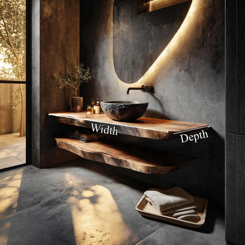 Modern Rustic Bathroom Vanity Wall Floating Wood Counter