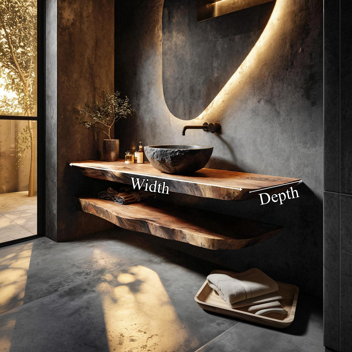 Modern Rustic Bathroom Vanity Wall Floating Wood Counter SINLKIBRV251