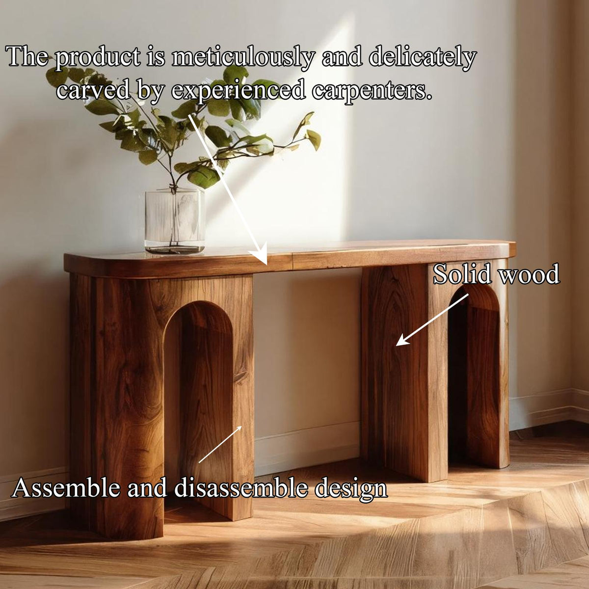 Mid Century Modern Minimalist Wood Console Table, Sleek Narrow Entryway & Hallway Display Table, Model