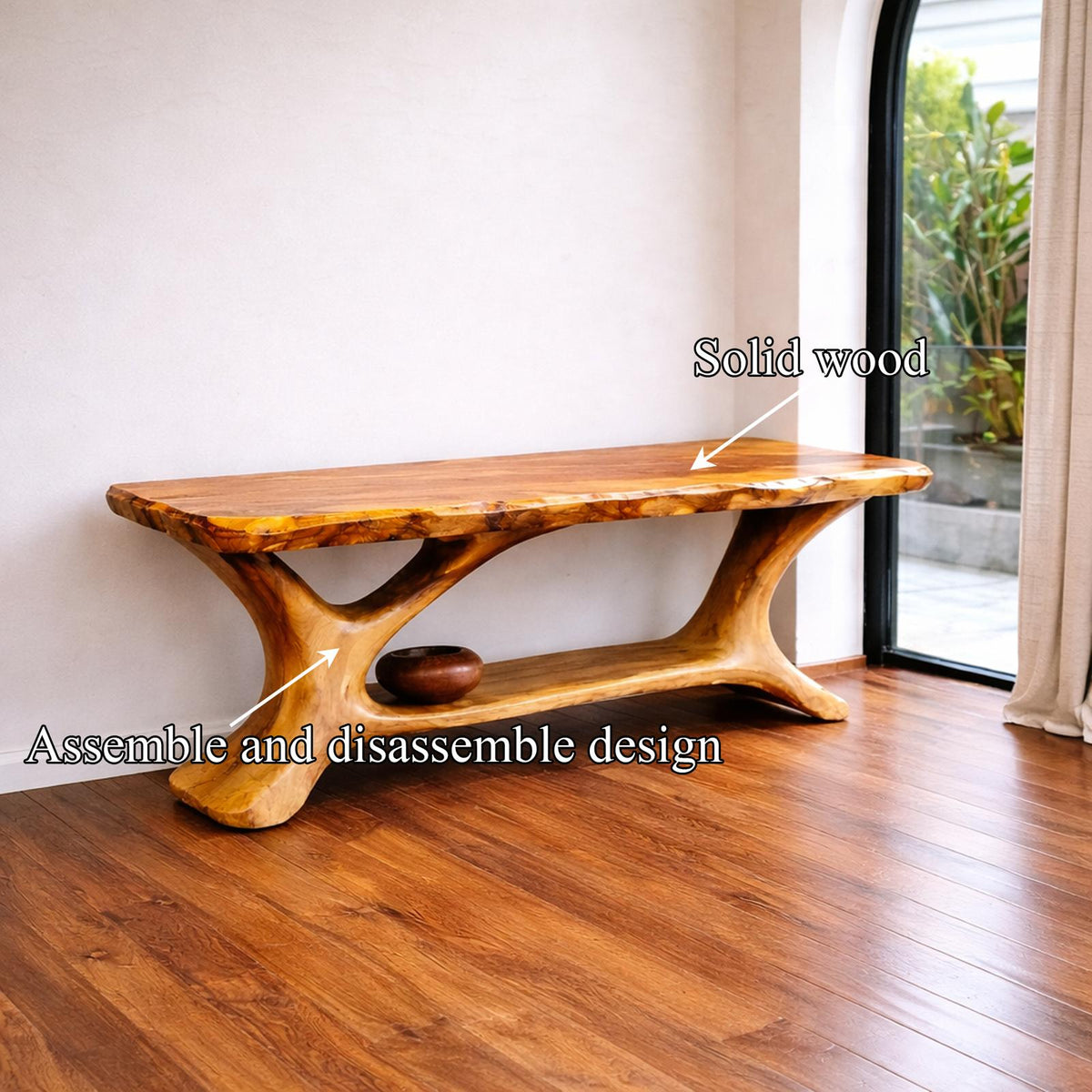 Spry Interior Handmade Rustic Wood Console Table with Artistic Tree Base, Entryway Hallway Accent Table for Living Room Decor, SINLKICS470