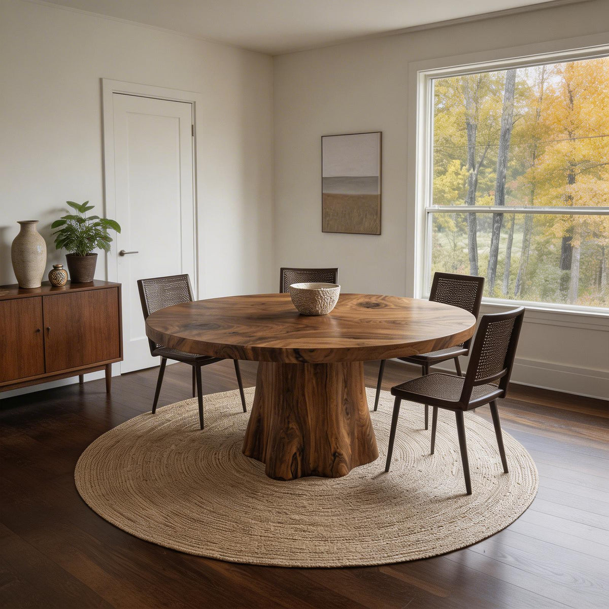 Rustic Round Dining Table For Dining Room And Kitchen SINLKIDT159