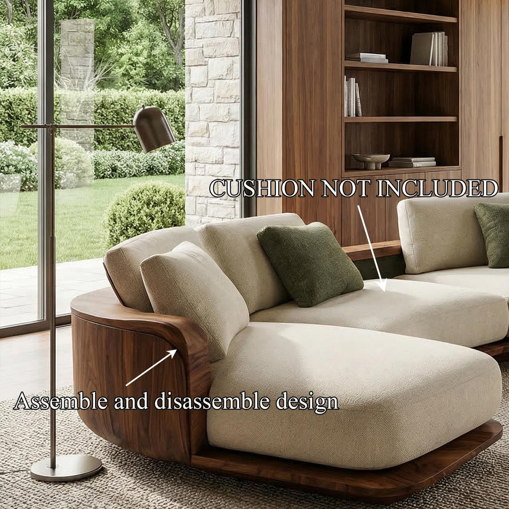 Sculptural Curved Sectional Sofa Frame Solid Wood Flowing Form Living Room And Lounge