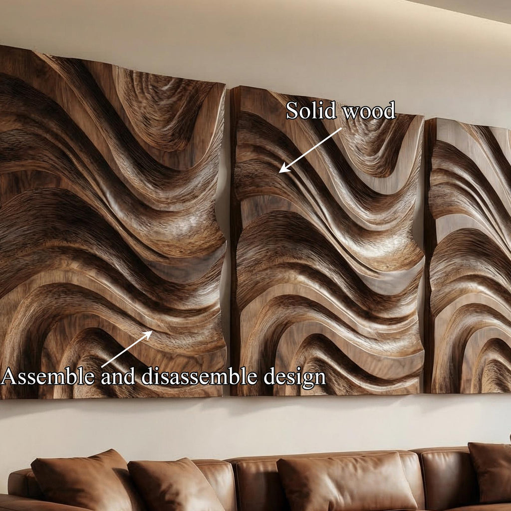 Modern Abstract Wall Art, Handcrafted Textured Wooden Hanging Sculptural Art for Bedroom