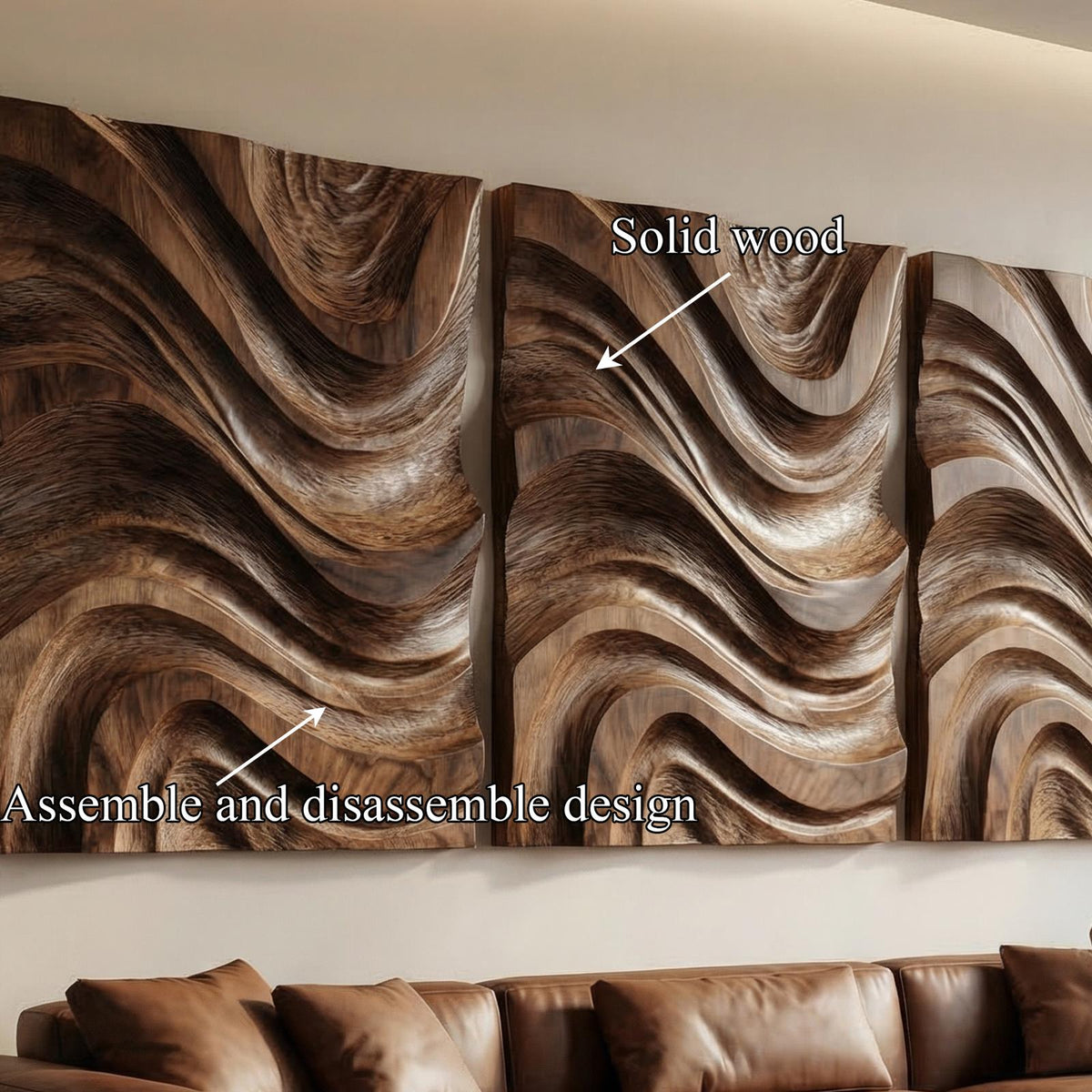 Modern Abstract Wall Art, Handcrafted Textured Wooden Hanging Sculptural Art for Bedroom