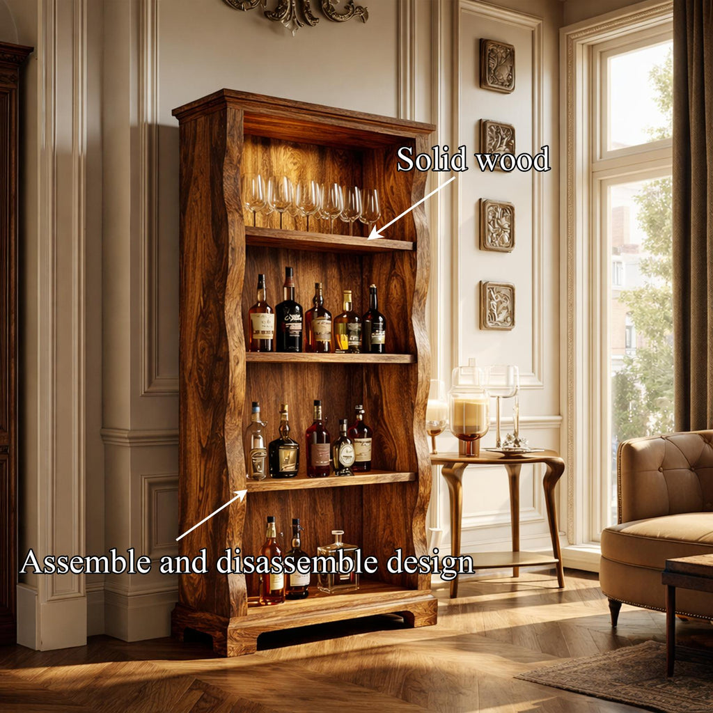Mid Century Solid Wood Wine Cabinet Home Bar