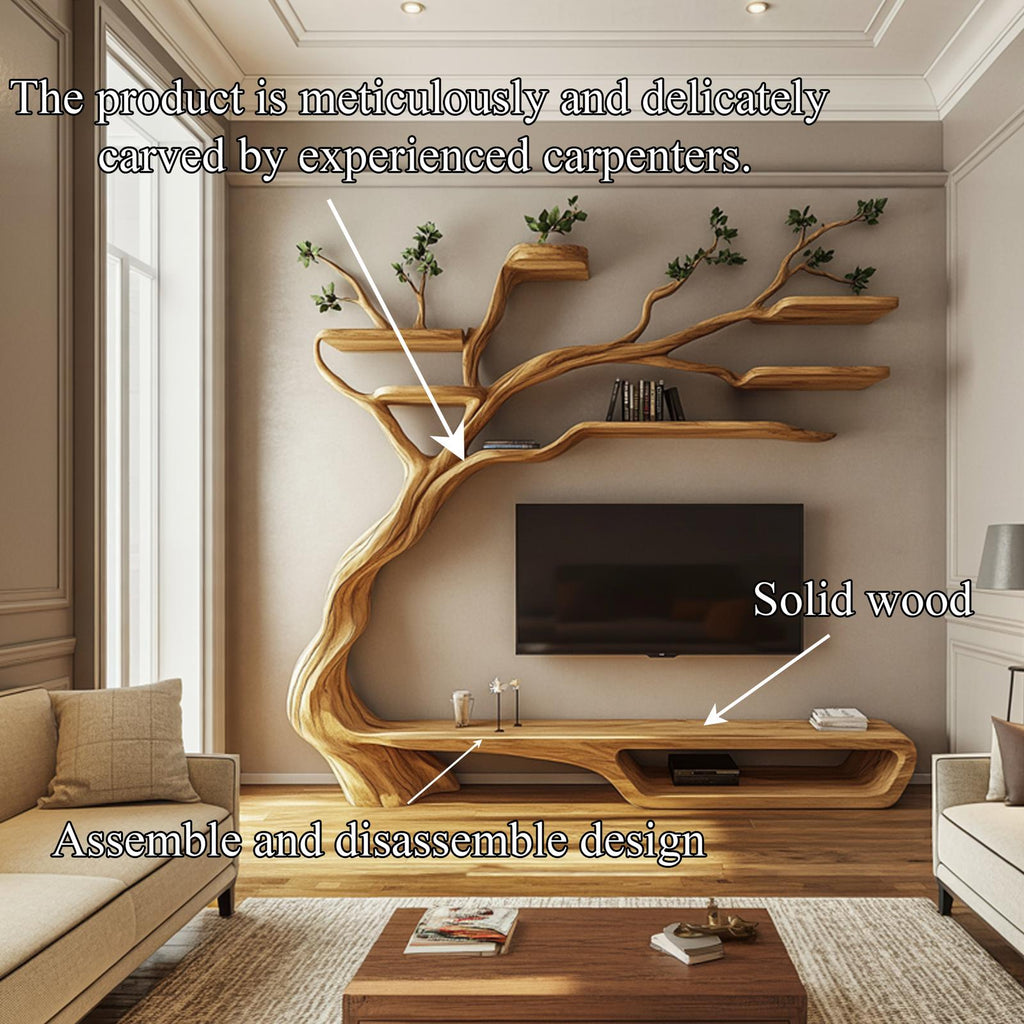 Rustic Artistic Branch Storage Shelf Living Room Interior Decor