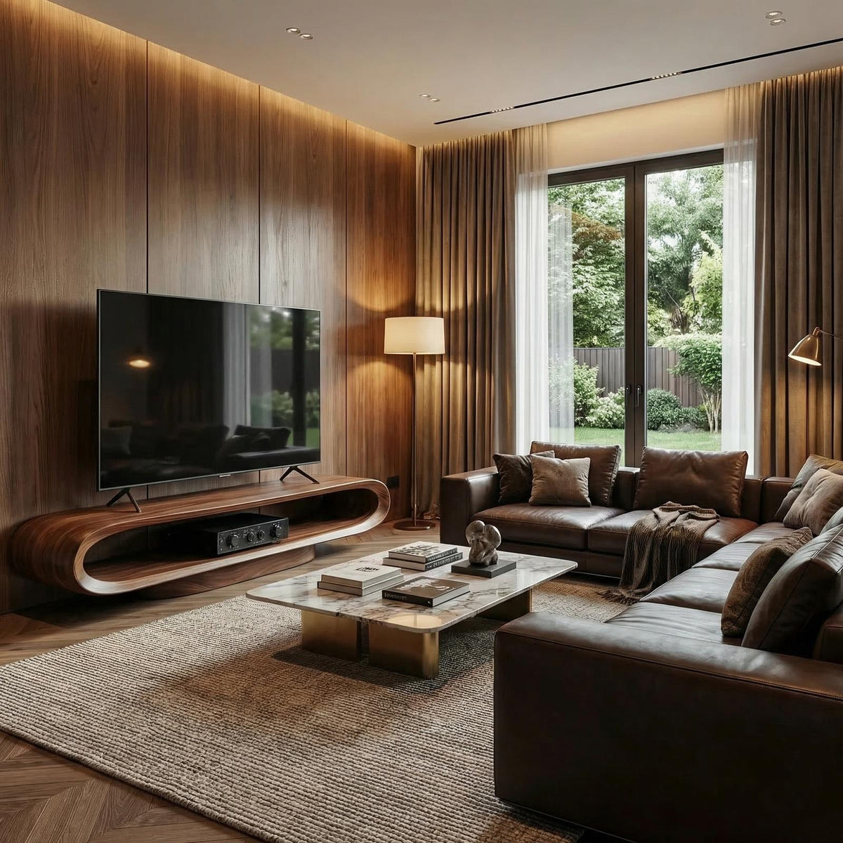 Artistic Curved TV Stand Entertainment Living Room And Lounge