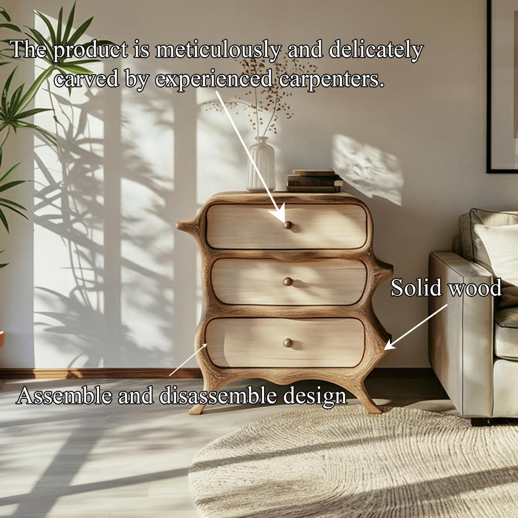 Rustic Nature Inspired Wood Chest of Drawers, Solid Wood Dresser Storage Cabinet for Bedroom Living Room Decor