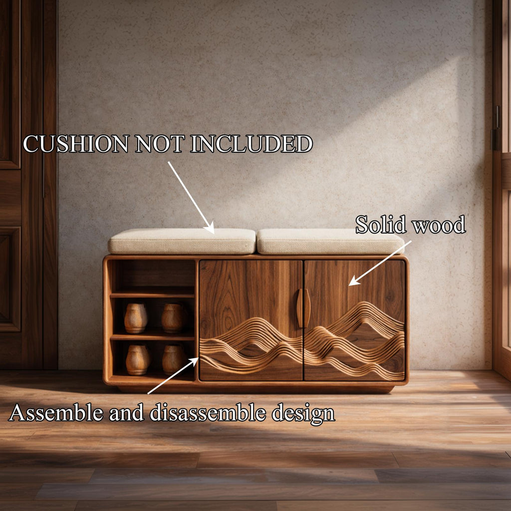 Rustic Wood Shoe Bench, Hallway Storage & Organizer Entryway Seating Bench with Shelf
