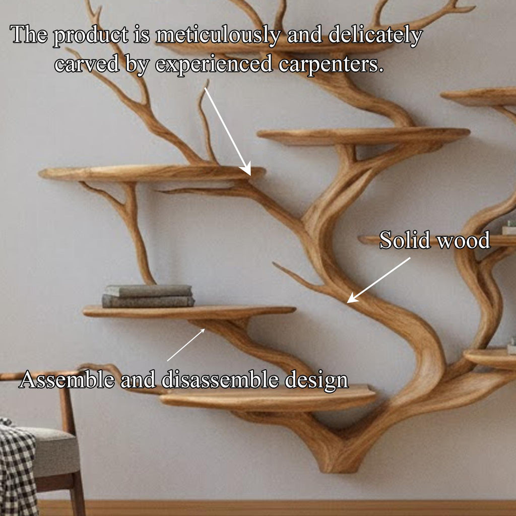 Sculpture Style Wooden Wall Shelf, Artistic Branch Shaped Floating Bookshelf for Living Room, Studio & Reading Room