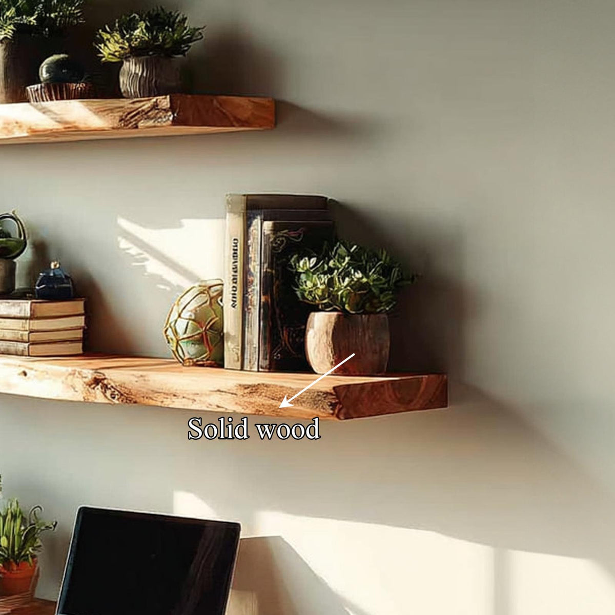 Rustic Floating Shelves Desk Study Room