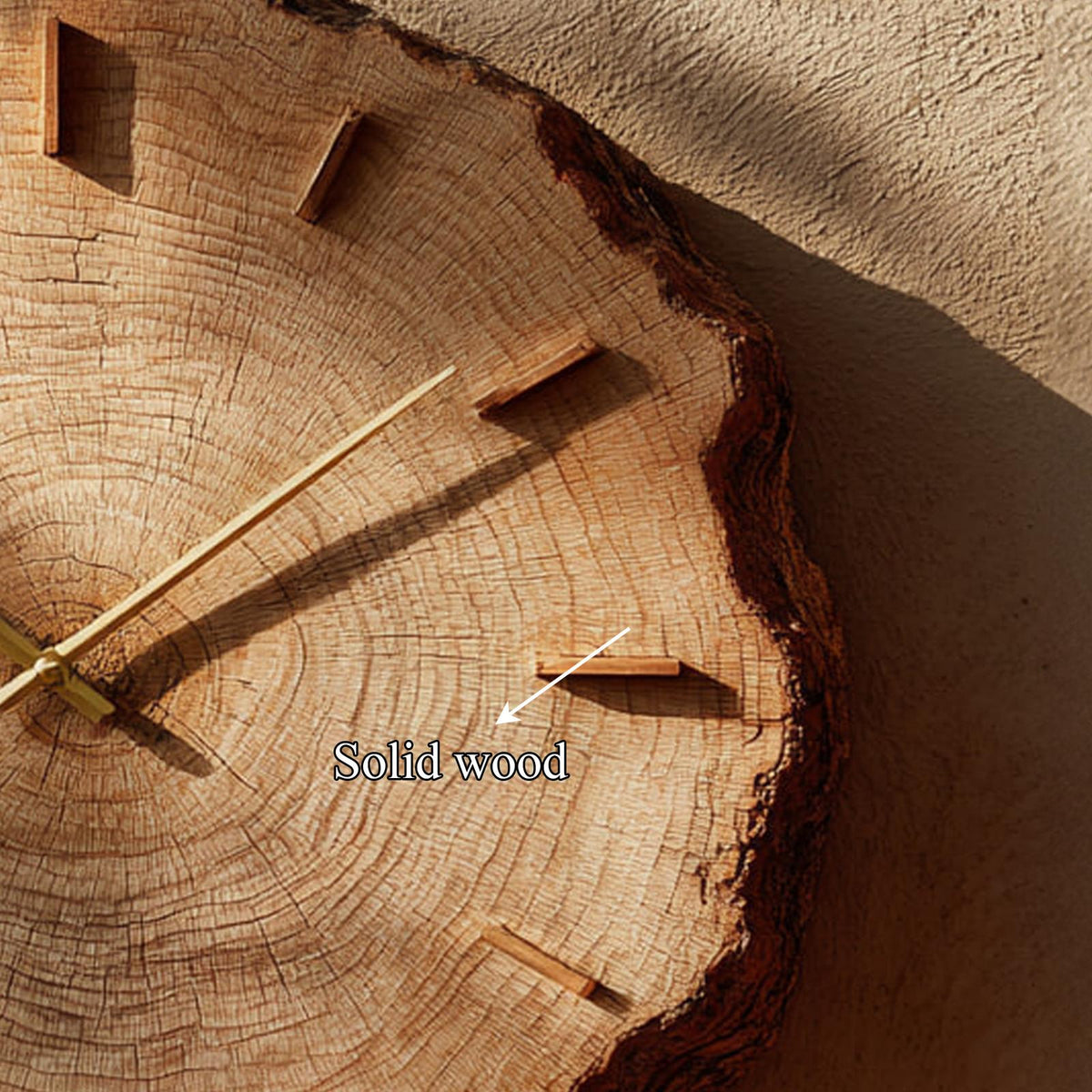 Spry Interior Rustic Round Wood Wall Clock, Handcrafted Live Edge Tree Slice Silent Wooden Clock for Dining Room, Model SINLKICK009