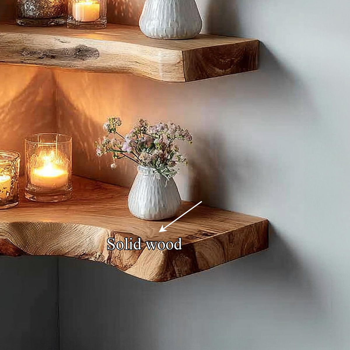 Rustic Corner Floating Shelf Home Office
