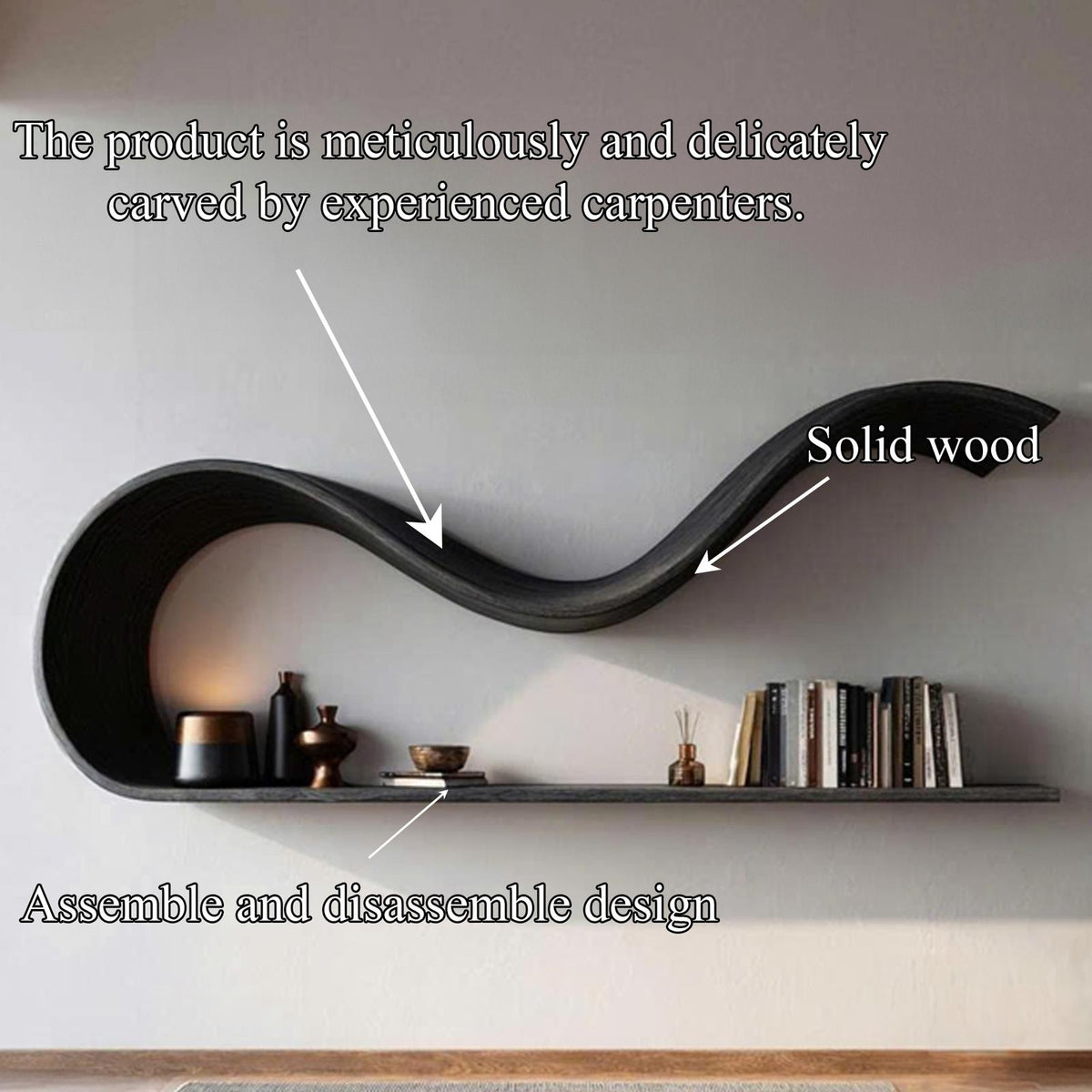 Modern Sculptural Floating Wall Shelf Living Room Interior Decor