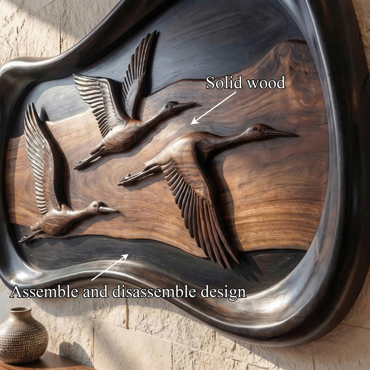 Modern Abstract Wood Sculpture Wall Art Living Room And Lounge