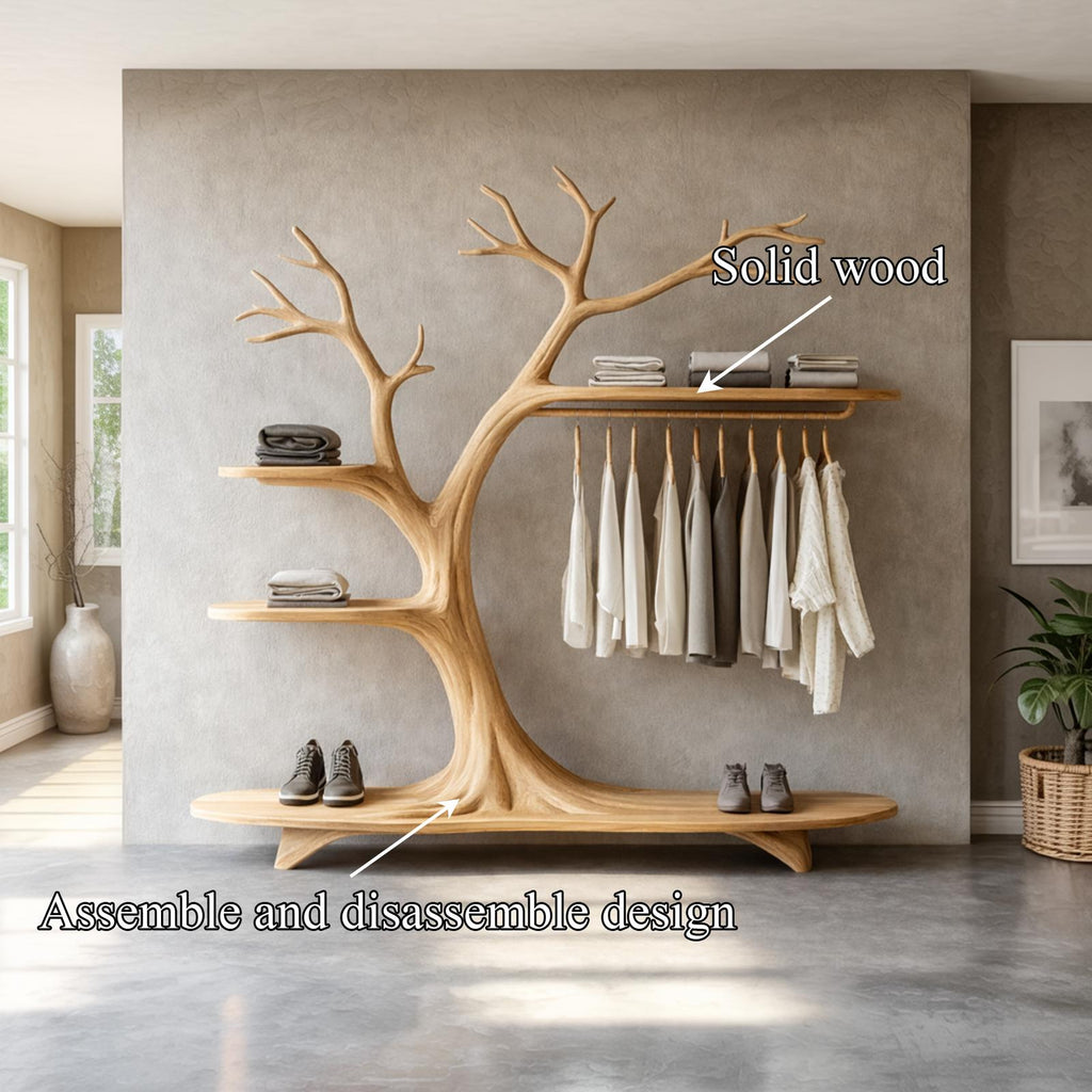 Minimalist Tree Coat Rack Scandinavian Hallway